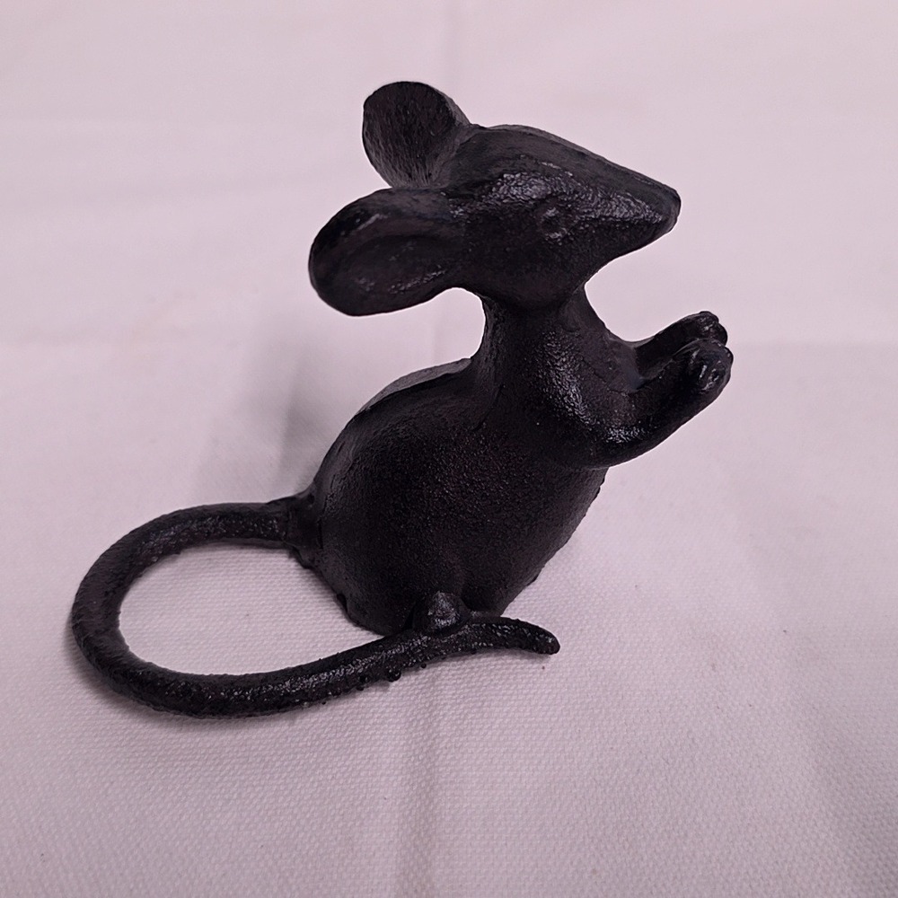 Cast Iron Mouse Figurine Black Rustic Animal Decor Paper Weight